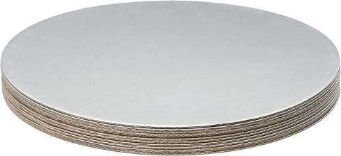 Fox Run 12-Piece Cardboard Scalloped Cake Circle Base, 10 x 10 x 0.25 inches, Silver