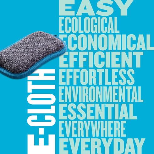 E-Cloth Washing Up Pad, Premium Microfiber Non-Scratch Kitchen Dish Scrubber Sponge, Ideal for Dish, Sink and Countertop Cleaning, 100 Wash Guarantee, Blue, 4 Pack