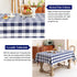 Wracra Checkered Tablecloth Cotton Linen Buffalo Plaid Rectangle Table Cloth Washable Wrinkle Free Anti-Fading Outdoor & Indoor Dining Table Cover, Navy Blue, 55 × 71 Inch