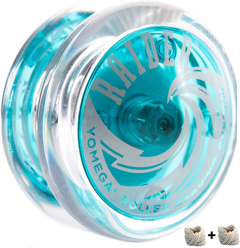 Yomega Raider - Professional Responsive Ball Bearing Yoyo, Great for Kids, Beginners and for Advanced String Yo-Yo Tricks and Looping Play. + Extra 2 Strings & 3 Month Warranty (Light Blue)