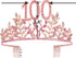 100th Birthday Gifts for Women, 100th Birthday Tiara and Sash, 100 Fabulous Sash and Crystal Tiara, 100th Birthday Decorations for Women, 100th Birthday Party Supplies, Happy 100th Birthday