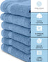 White Classic Luxury Cotton Washcloths - Large Hotel Spa Bathroom Face Towel | 12 Pack | Light Blue