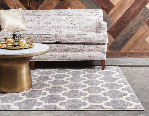 Unique Loom Trellis Collection Modern Morroccan Inspired with Lattice Design Area Rug, 2 ft 2 in x 3 ft, Gray/Beige