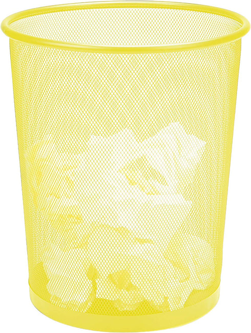 Mind Reader Set Garbage Waste Basket Recycling Bin, Round, Yellow
