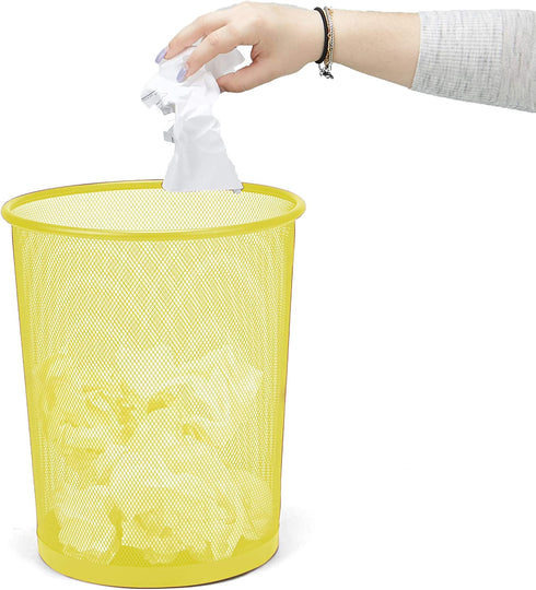Mind Reader Set Garbage Waste Basket Recycling Bin, Round, Yellow
