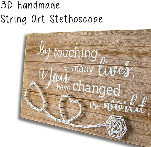 VILIGHT Nurse Doctor Gifts for Women Men - Thank You and Retirement Nurse Gift Sign - by Touching So Many Lives You Have Changed The World - Handmade 3D String Art 12x6.6 Inches