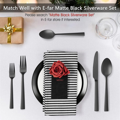 Matte Black Dinner Spoons Set of 12, E-far 7.9 Inch Stainless Steel Soup Spoons Tablespoons for Home, Kitchen or Restaurant, Non-toxic & Mirror Polished, Squared Edge & Dishwasher Safe