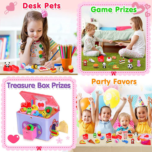 28 Pcs Kids Valentines Gifts Valentines Cards for Kids Classroom Exchange Valentine Party Favors for Kids Cute 3D Animal Eraser Filled Hearts Valentine Day Gifts for Kids with Kids Valentine Cards