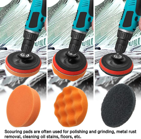 23 Pieces Drill Brush Attachment Set for Cleaning - Power Scrubber Brush Pad Sponge Kit with Extend Attachment for Bathroom, Carpet, Car, Grout, Carpet, Floor, Tub, Shower, Tile, Corners, Kitchen