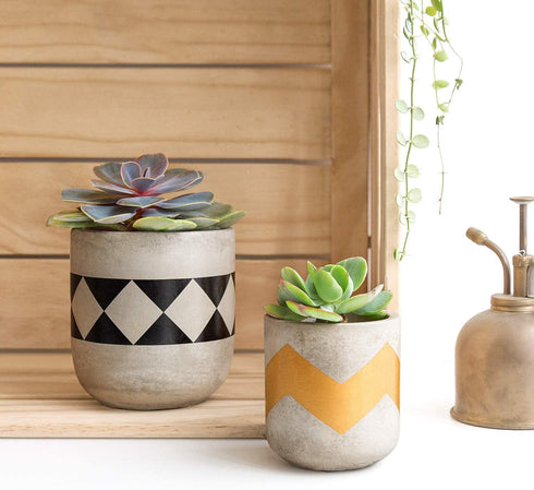 Mkono Cement Succulent Planter Set of 3 Concrete Plant Pots Modern Flower Pots Indoor for Cactus Herb or Small Plants Home Decor Gift Idea (Plants NOT Included), 4"