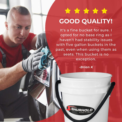 Shurhold 2451 White 5 Gallon Bucket with Black Rope Handle