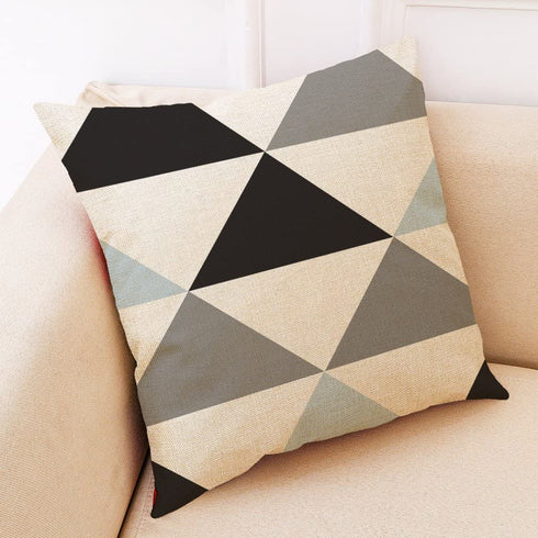 MOCOFO Set of 4 Cotton Linen Farmhouse Decorative 2-Sided Simple Geometric Throw Pillow Case Cushion Cover for Home Sofa Decor 18"X18"