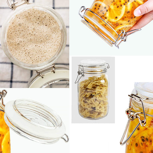 Sourdough Starter Jar Kit, 50 Oz DIY Sourdough Starter Jar with Thermometer, Chalkboard Marker, Sticker, Cable Tie, Brushes - Reusable Sourdough Jar Kit, Use for Home Bakery & Dry Food Storage