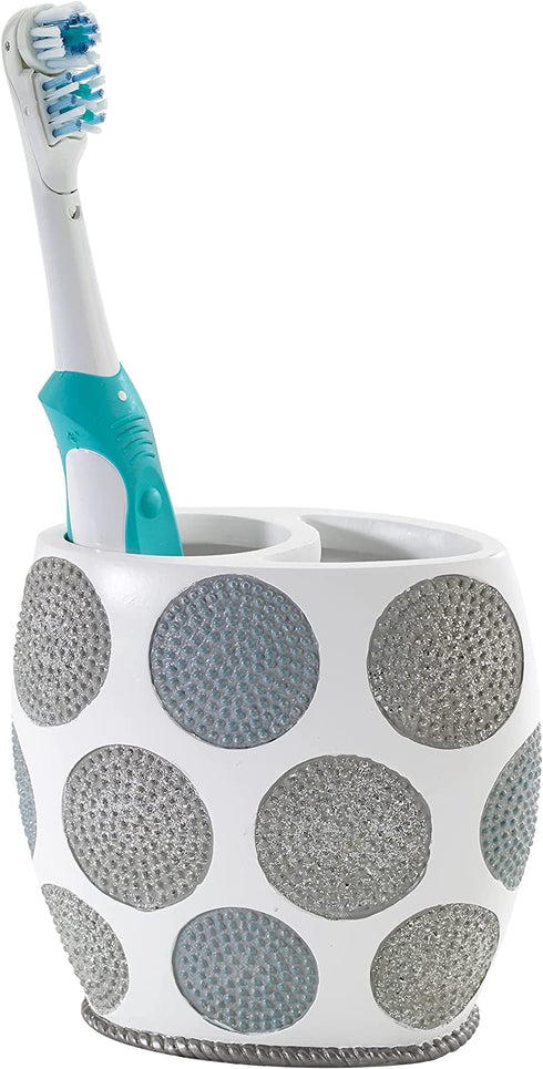 Avanti Linens Dotted Circles Collection, Toothbrush Holder, White