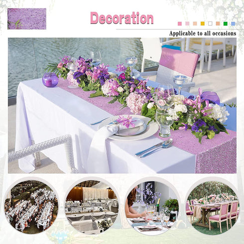 B-COOL Table Runners 4 Pack 12x72 Inch Sequin Table Decorations for Party Lavender Wedding Decorations for Tables Holiday Table Decor