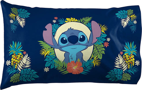 Lilo & Stitch Hawaii Garden 1 Pack Pillowcase - Double-Sided Kids Super Soft Bedding (Official Product)