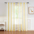 Central Park Sheer Yellow and White Stripe Farmhouse Curtains Boucle Linen Window Curtain Panel Pairs Yarn Dyed Woven 63 Inches Long for Living Room Bedroom 2 Pack Rod Pocket Rustic Living Panels