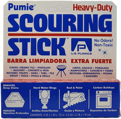 U.S. Pumice 1001 Pumie Scouring Stick, Heavy Duty, HDW, Remove Stains, Hard Water Rings, Rust and Paint, Carbon Buildups, (6 Pack)