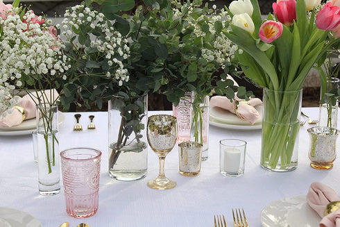 Just Artifacts 2.75-Inch Speckled Mercury Glass Votive Candle Holders (12pcs, Gold)