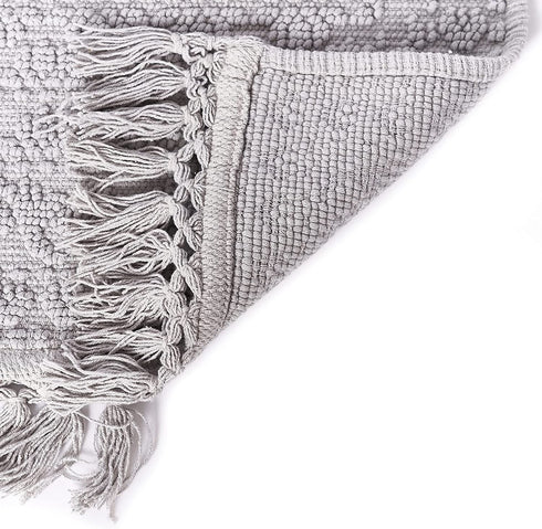 French Connection Nellore Bath Mat | Woven and Beaded Bathroom Rug | 100% Cotton | Premium Bathroom D©cor | Machine Washable | Measures 20"x34" | Light Grey