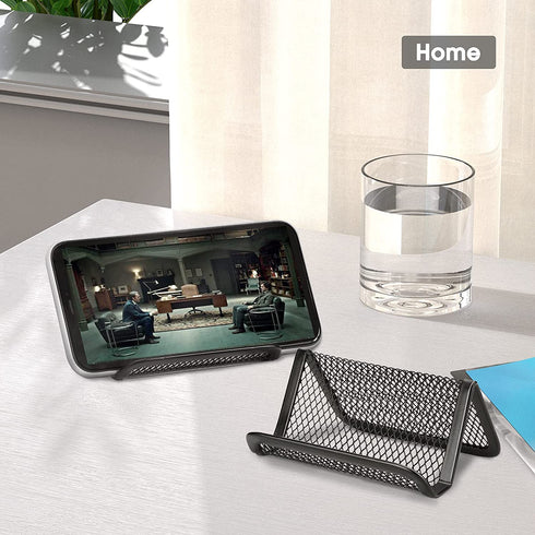 MaxGear Mesh Business Card Holder Stand Metal Business Card Stand for Desk Office Business Card Display with 50 Name Card Capacity 6 Pack Black
