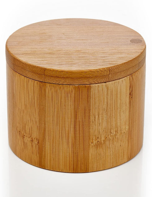 Home Intuition Bamboo Salt and Spice Storage Box With Magnetic Swivel Lid, 2 Pack