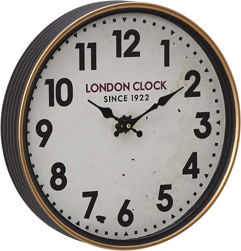 Deco 79 52584 Wall Clock, White/Oak Brown/Black/Red/Brass