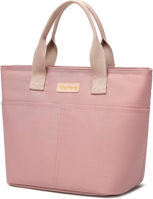 Weitars Lunch Bag For Women Girl,Small Lunch Bag Tote Thermal Cooler Bag Snacks Leakproof Insulated Lunch Purse College Work Picnic/ Hiking/ Beach/ Fishing/ Boating (Pink))