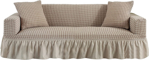 Stretch Sofa Cover with Skirt Country Style Slipcovers 1 Piece Couch Covers for Living Room