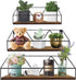 PETAFLOP Floating Wall Shelves Set of 3, Rustic Wood Storage Shelf for Bathroom, Bedroom, Kitchen, Living Room ¦