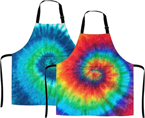 2 Piece Kitchen Bib Aprons for Men and Women, Adjustable Neck Bands Waterproof Aprons with Pockets for Chef BBQ Painting