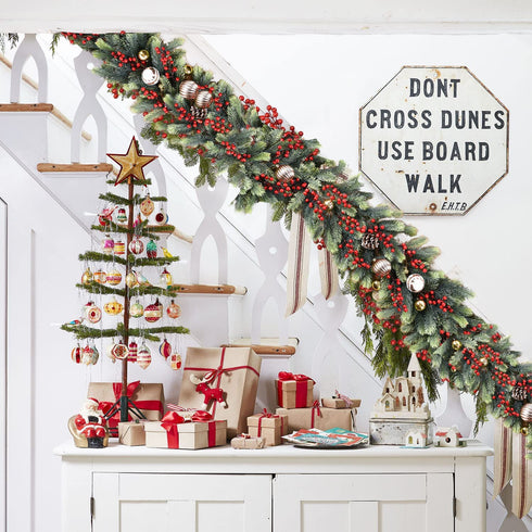 Artiflr 6 Feet Artificial Christmas Pine Garland, Winter Greenery Garland for Holiday Season Mantel Fireplace Table Runner Centerpiece Décor
