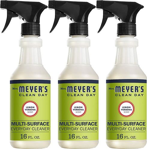 Mrs. Meyer's Multi-Surface Cleaner Spray, Everyday Cleaning Solution for Countertops, Floors, Walls and More, Lemon Verbena, 16 fl oz - Pack of 3 Spray Bottles