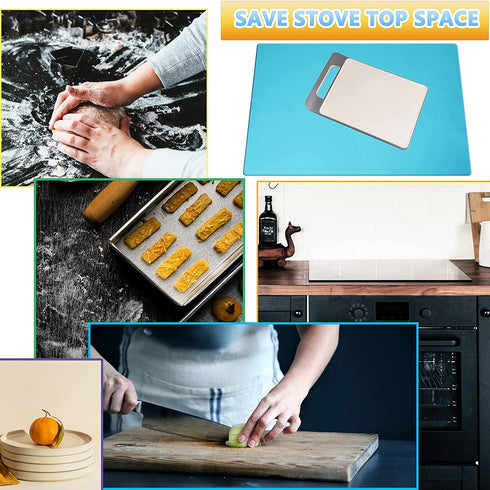 ANFU Stove Cover, Stove Covers for GAS Burners, Stove Top Cover Protector for Glass Electric Stove Washer Dryer, Waterproof Heat Resistant Silicone Baking Mat (27.6*19.7*0.04inch, Blue)