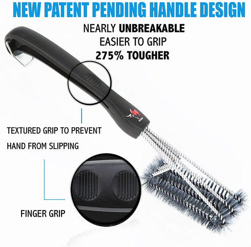Kona 360 Clean Grill Brush - A Clean Grill in 30 Seconds Or Less - 18 inch Best BBQ Brush - Stainless Steel 3-in-1 Grill Cleaner for Effortless Cleaning
