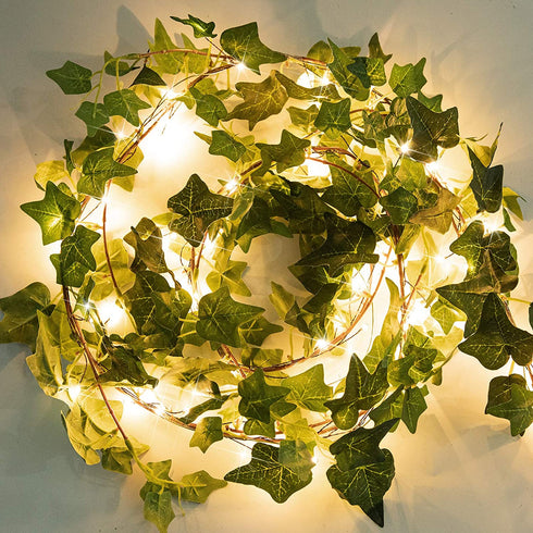 2 Pack 6 Ft. Ivy String Lights Battery Operated Artificial Ivy Lights 72 LED Vine Lights Bedroom Vines Lights for Wall Room Window Wedding Indoor Party Festival Decor ( Warm White)