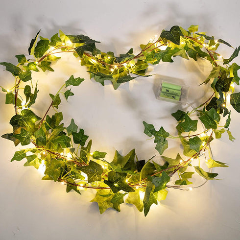 2 Pack 6 Ft. Ivy String Lights Battery Operated Artificial Ivy Lights 72 LED Vine Lights Bedroom Vines Lights for Wall Room Window Wedding Indoor Party Festival Decor ( Warm White)
