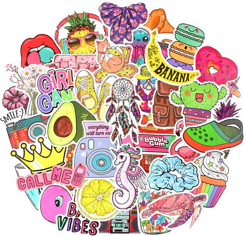 QTL VSCO Stickers for Teen Girls Cute Stickers for Hydroflask Waterproof Stickers for Tween Girls Laptop Stickers for Teen Girls Stickers Packs Gifts for Teens 50Pcs