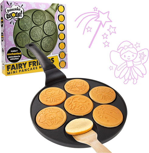 Fairy Friends Mini Pancake Pan - Make 7 Unique Flapjacks - Nonstick Griddle for Breakfast Magic & Easy Cleanup - Fun Gift for Kids and Adults, Boys or Girls