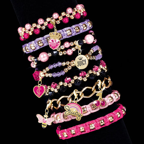 Make It Real - Juicy Couture Glamour Box Jewelry Set - Jewelry Box & Charm Bracelet Making Kit for Girls & Teens - Friendship Bracelet Kit with Beads, Chains, Charms & Jewelry Storage Box - Ages 8+