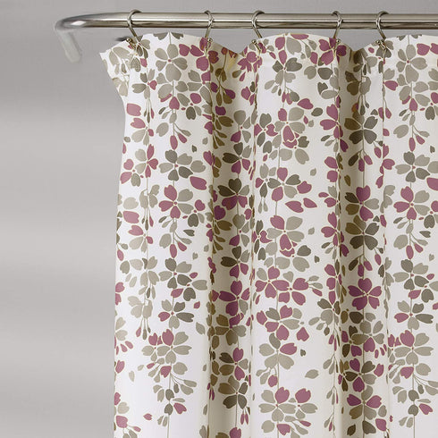 Lush Decor, Purple Weeping Flower Shower Curtain-Fabric Floral Vine Print Design, x 72 Gray