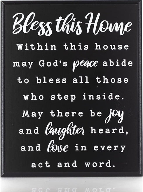 Bless this Home Wall Decor House Blessing Plaque - Housewarming Present for New Home Living Room Art or Farmhouse Entryway Sign - Homeowner Gift Religious Christian Decoration