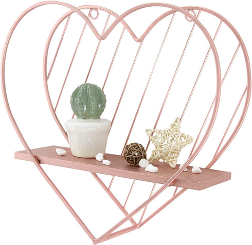 Afuly Rose Gold Floating Shelves Small Wall Shelf Wall Mounted Metal Heart Design Storage Romantic Love Shelf Bedroom Kitchen Bathroom Unique Cute Nursery Room Decor
