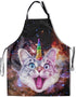 Chef Apron for Men Women Bib Kitchen Apron Screen-Printed with Unicorn Cat 100% Waterproof Protects The Grill Master from Grease Splatter and Stains