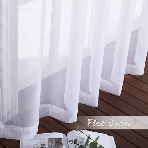 NICETOWN White Sheer Curtains for Bedroom Windows 84" Length with Width 37" Per Panel, Grommet Casual Voile Sheer with Light Filter Window Treatments for Nursery/Apartment/Living Room, Set of 2