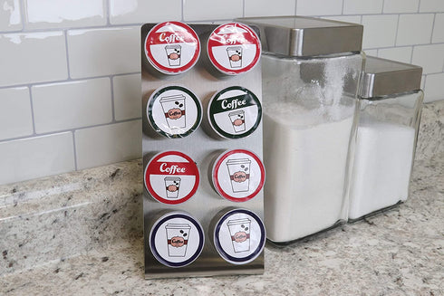 Polar Whale Brushed Stainless Steel Coffee Pod Organizer Vertical Stand Storage Tray Holder Counter Compatible with Keurig K-Cup KCup for Kitchen Home Office Waterproof Holds 8