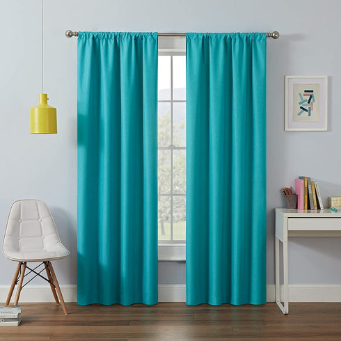 ECLIPSE Kendall Modern Blackout Thermal Rod Pocket Window Curtain for Bedroom or Living Room (1 Panel), 42" x 63", Turquoise