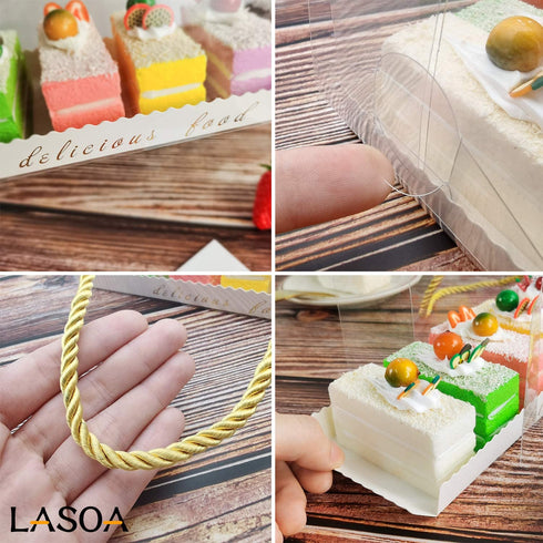 LASOA Mother's Day Clear Favor Box Treat Box Gable box with Cardboard, Pastry Cookies Candy Boxes for Birthday, Party Favor,Thanksgiving,Baby Shower,Wedding,10Pack, 9x3x3 Inches