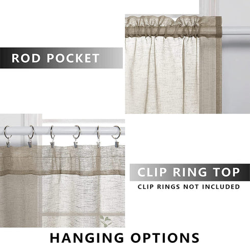 Taupe Curtains 84 Inches Long for Living Room 2 Panels Rod Pocket Linen Look Weave Textured Window Drape Light Filtering Curtain Semi Sheer for Bedroom Dining Rustic Farmhouse Style 52x84 Length Brown