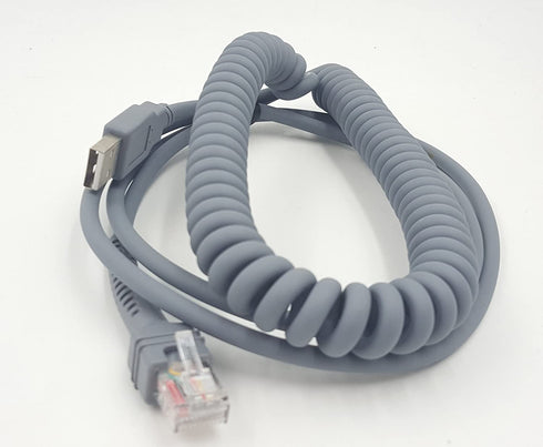 SinLoon Symbol Ls2208 USB Cable, USB A to RJ45 Coiled Spiral Extension Cable, Symbol Barcode Scanner Ls2208ap Ls1203 Ls4208 Ls4278 Ds6707 Ds6708 USB Cable,(10ft,3M)